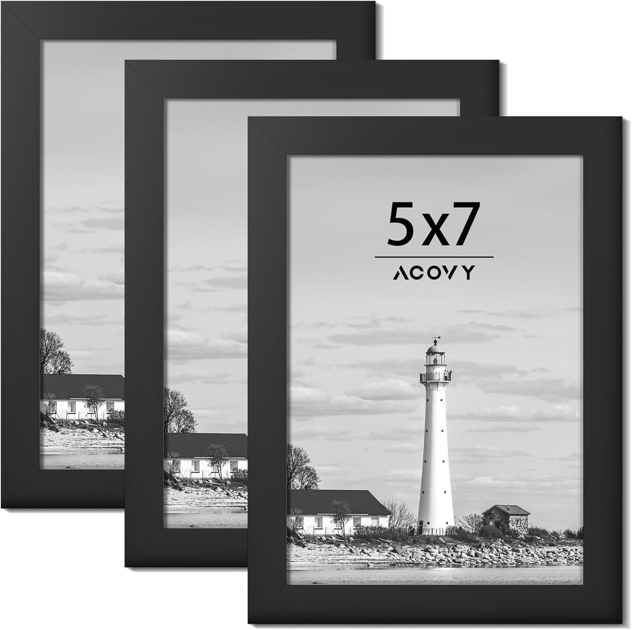 5x7 Picture Frame, Photo Frame with High Definition Plexiglass, Posters & Art Prints, Black Picture Frame for Wall or Tabletop Display (Black, Pack of 3)